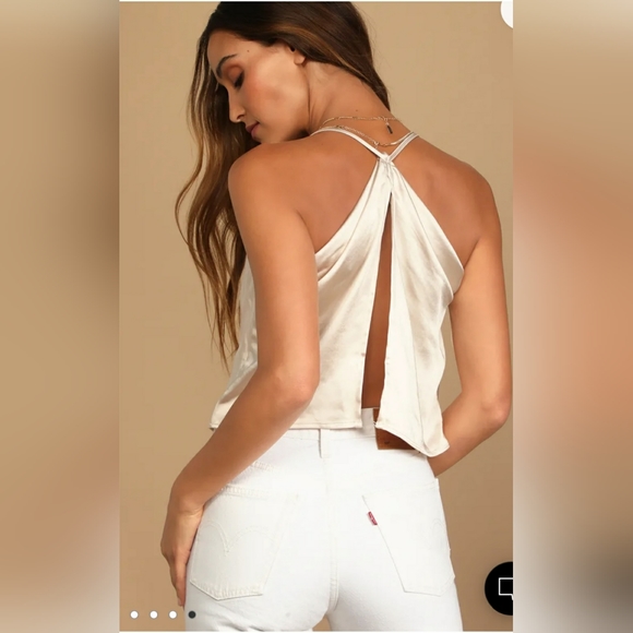 Lulus Hold on to love beige satin cami tank top - Picture 2 of 4
